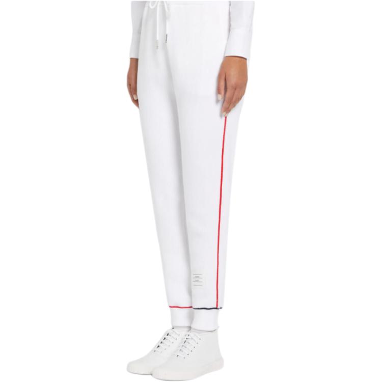 Shop (W) THOM BROWNE SS22 Pantalón Jogger Blanco Tejido Casual para Otoño. FJQ063A-08000-100