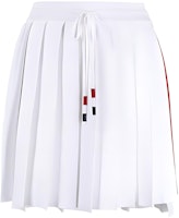 (Women) THOM BROWNE SS22 White Pleated Skirt with Stripes - Back to School Style FKK093A-Y5501-100 (Women) THOM BROWNE SS22 White Pleated Skirt with Stripes - Back to School Style FKK093A-Y5501-100