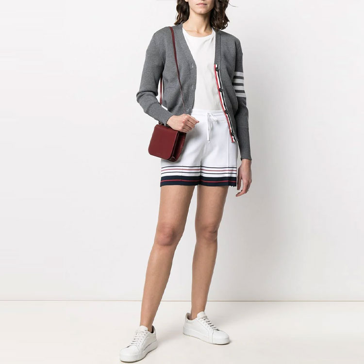 (Women) THOM BROWNE SS22  White Slim-Fit Striped Drawstring Shorts FKQ003A-Y5501-100 圖 3