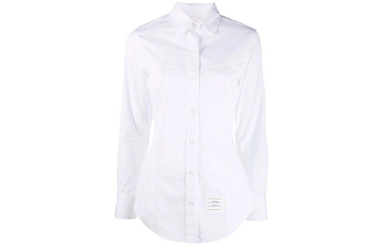 (Women) THOM BROWNE SS22  White Solid Single-Breasted Shirt FLL127A-03113-100 圖 2