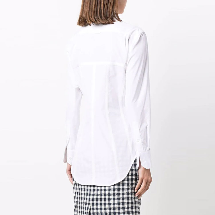 (Women) THOM BROWNE SS22  White Solid Single-Breasted Shirt FLL127A-03113-100 圖 5