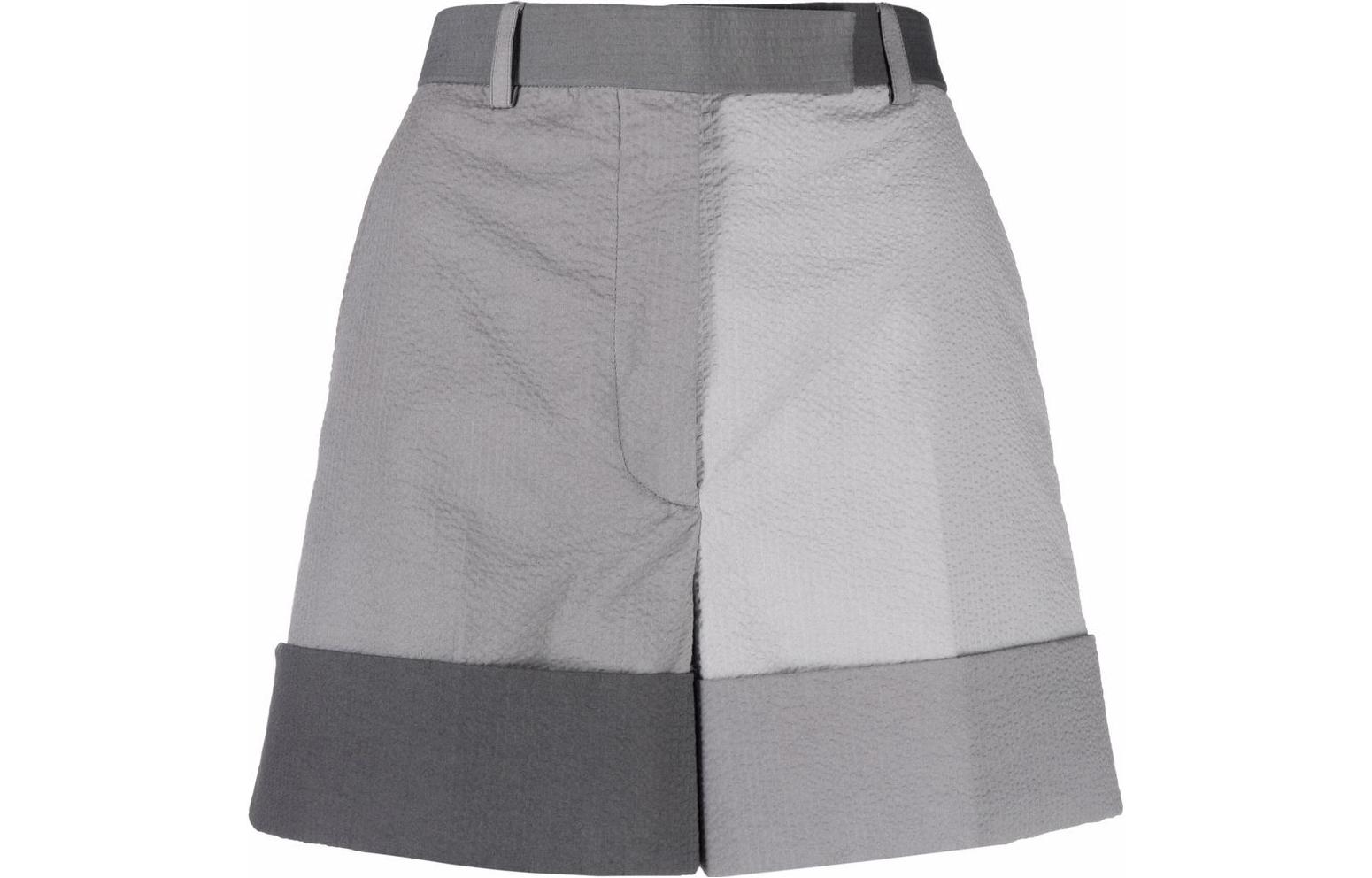 (Women) THOM BROWNE SS22 Colorblock High-Waist Loose Fit Casual Shorts Women Colorblock FTC436F-08105-045