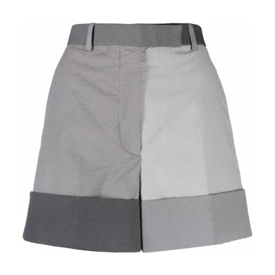 (Women) THOM BROWNE SS22 Colorblock High-Waist Loose Fit Casual Shorts Women Colorblock FTC436F-08105-045