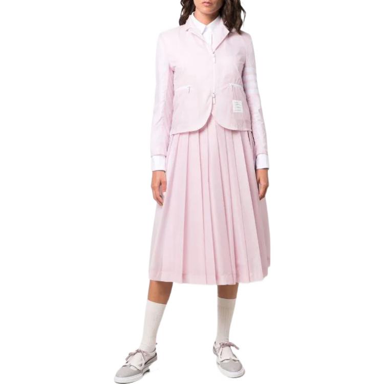 Lookbook (Women) THOM BROWNE SS22 Pink Lightweight Jacket with Four Stripes FJT208A-06859-680