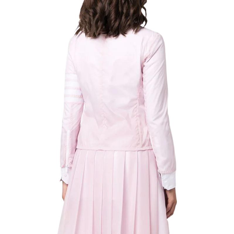 Shop (Women) THOM BROWNE SS22 Pink Lightweight Jacket with Four Stripes FJT208A-06859-680