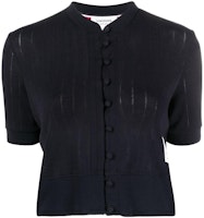 (Women) THOM BROWNE SS23 Black Solid Mesh Knit Sweater. FJT254A-08026-415 (Women) THOM BROWNE SS23 Black Solid Mesh Knit Sweater. FJT254A-08026-415