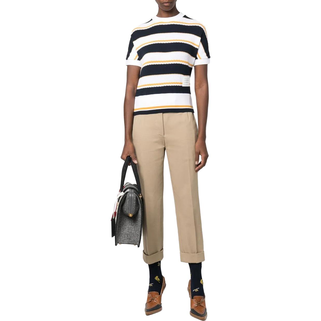 (Women) Thom Browne SS23  Brown Ankle-Cut Straight-Leg Button Casual Pants. FTC392UF0175250 圖 3