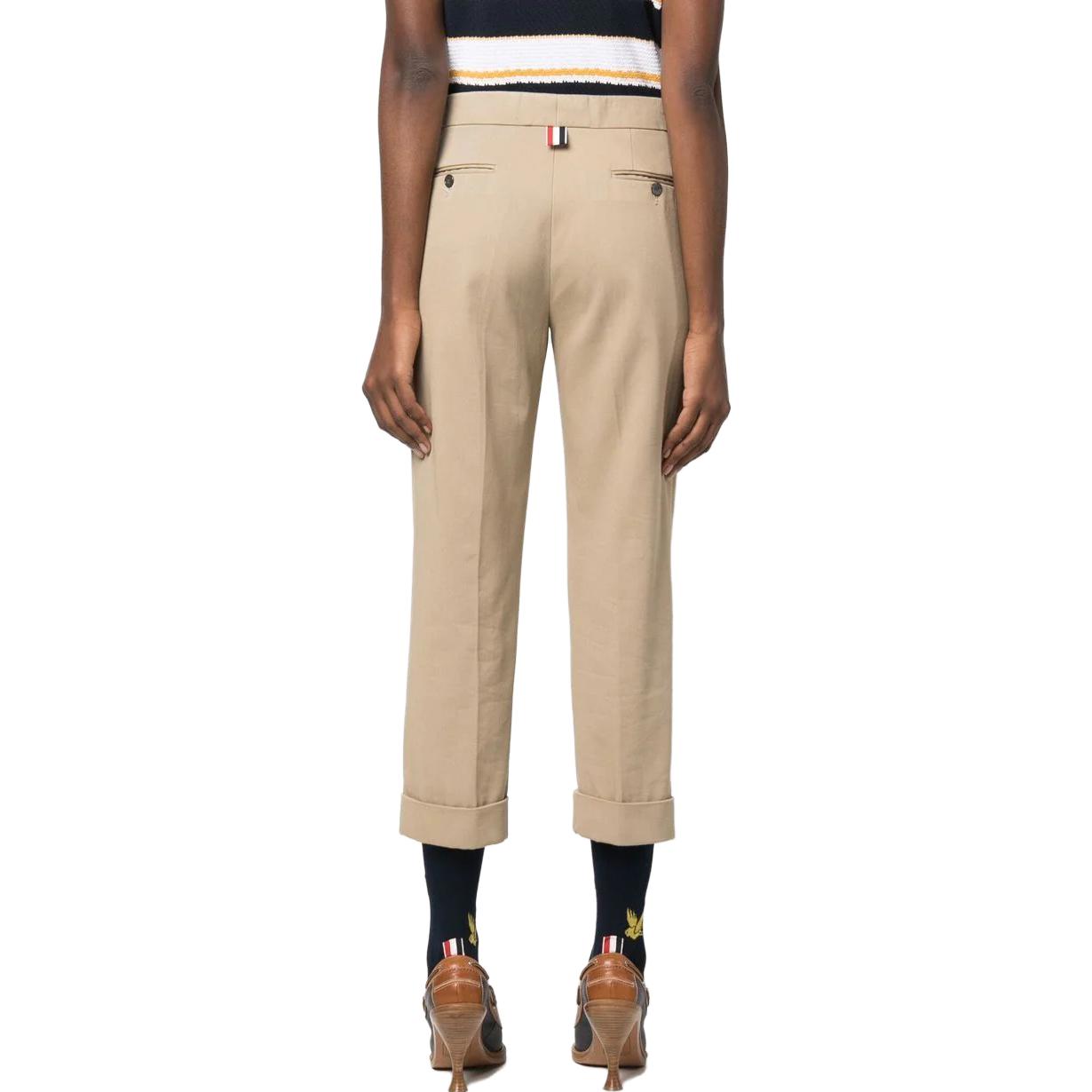 (Women) Thom Browne SS23  Brown Ankle-Cut Straight-Leg Button Casual Pants. FTC392UF0175250 圖 4