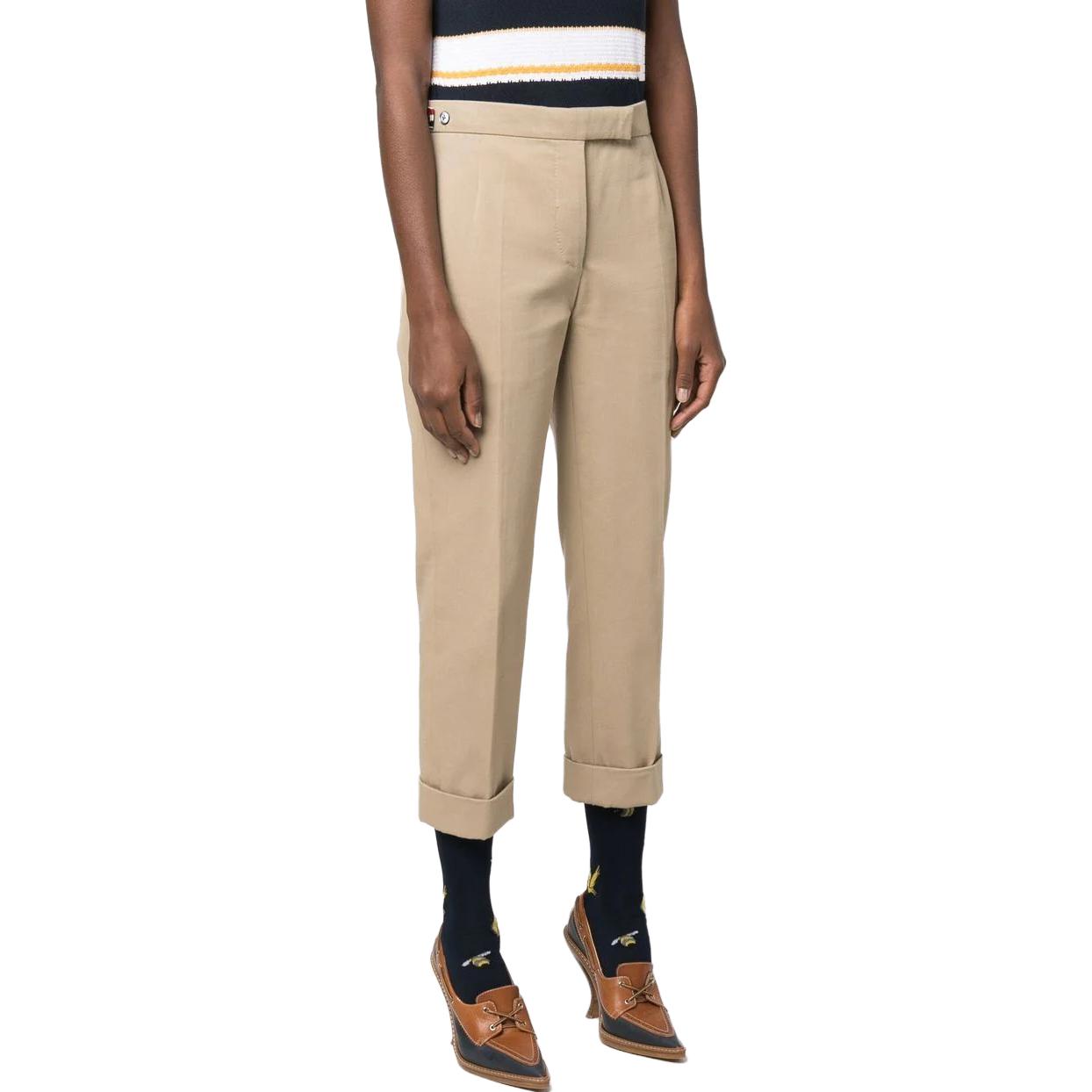 (Women) Thom Browne SS23  Brown Ankle-Cut Straight-Leg Button Casual Pants. FTC392UF0175250 圖 5