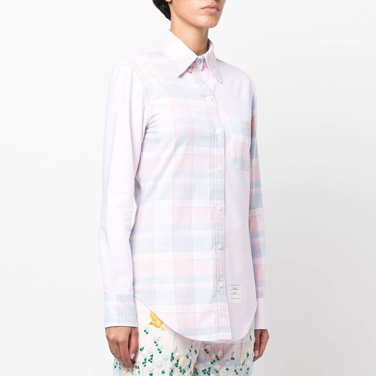 (Women) THOM BROWNE SS23  Check Detail Colorblock Single-Breasted Shirt. FLL005C-F0171-680 圖 5