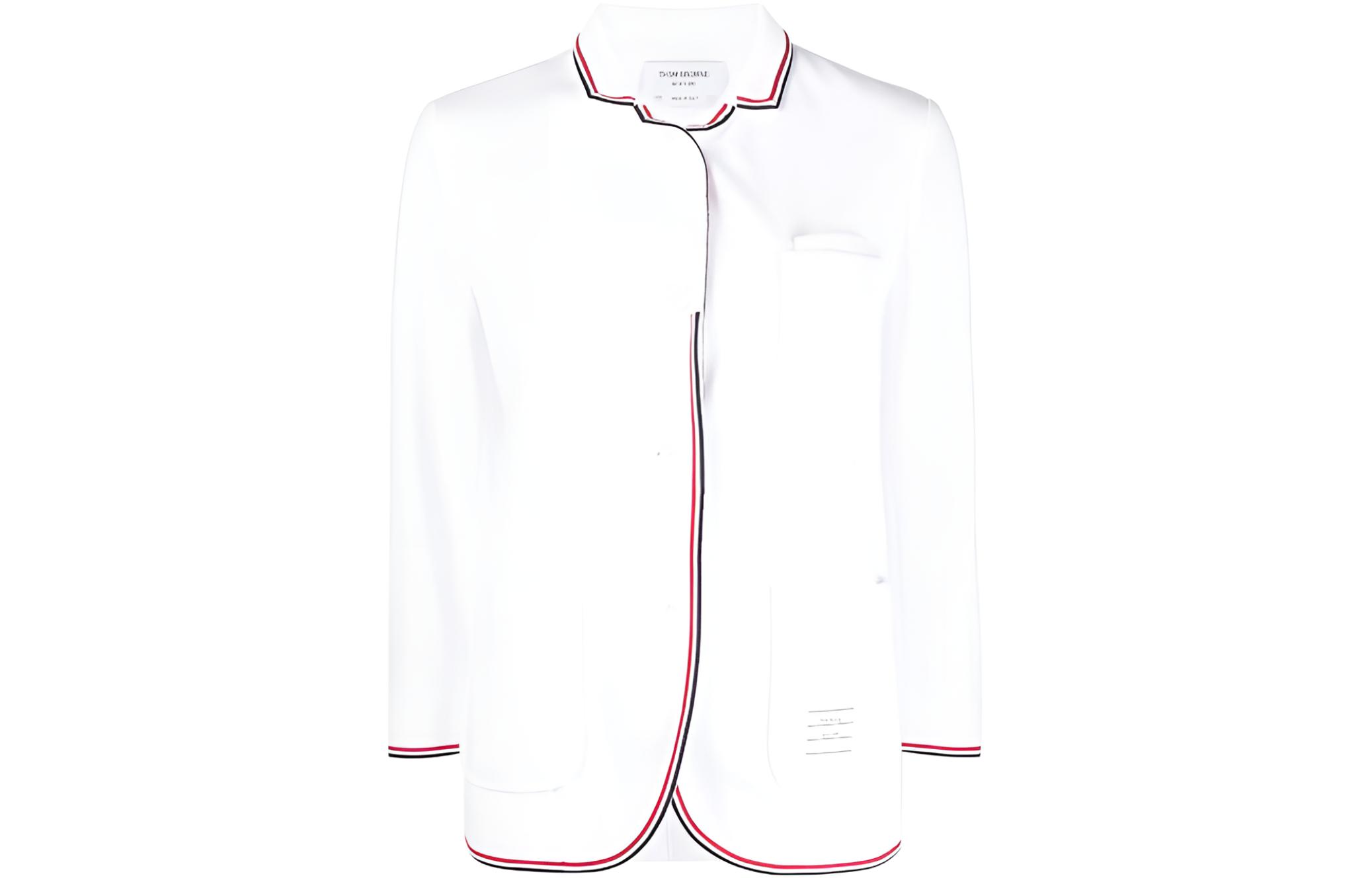 (Women) Thom Browne SS23  Functional Twill Long-Sleeve Blazer - White. FJT248A-J0042-100