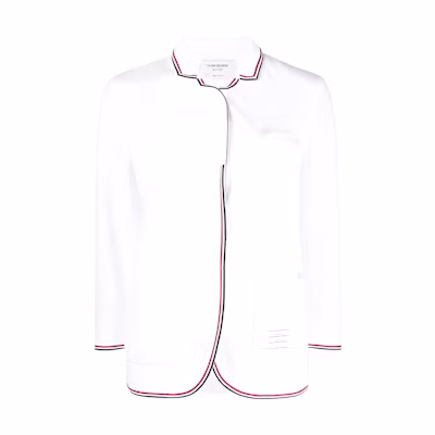 (Women) Thom Browne SS23 Functional Twill Long-Sleeve Blazer - White. FJT248A-J0042-100