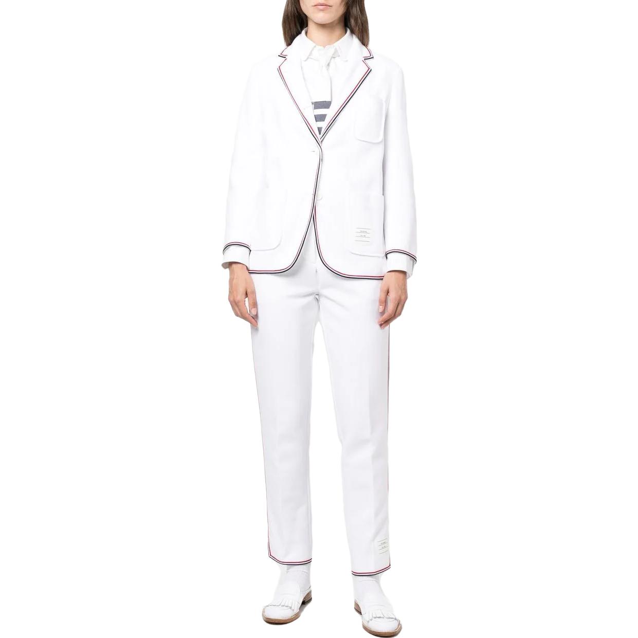 (Women) Thom Browne SS23  Functional Twill Long-Sleeve Blazer - White. FJT248A-J0042-100 圖 3