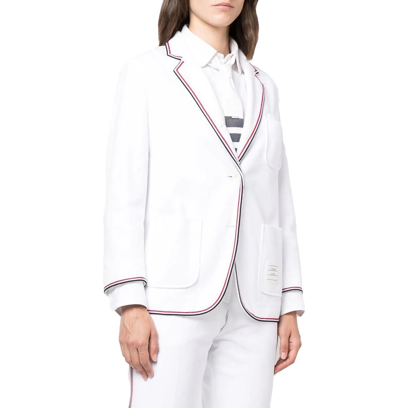 (Women) Thom Browne SS23  Functional Twill Long-Sleeve Blazer - White. FJT248A-J0042-100 圖 5