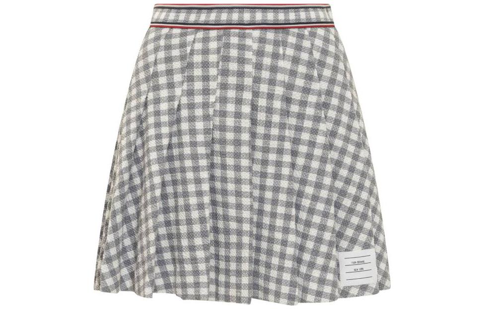 (Women) THOM BROWNE SS23  Gray Checkered Pleated Mini Skirt with Stripe Badge. FJK091A-F0282-035 圖 2