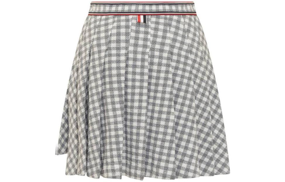 (Women) THOM BROWNE SS23  Gray Checkered Pleated Mini Skirt with Stripe Badge. FJK091A-F0282-035 圖 3