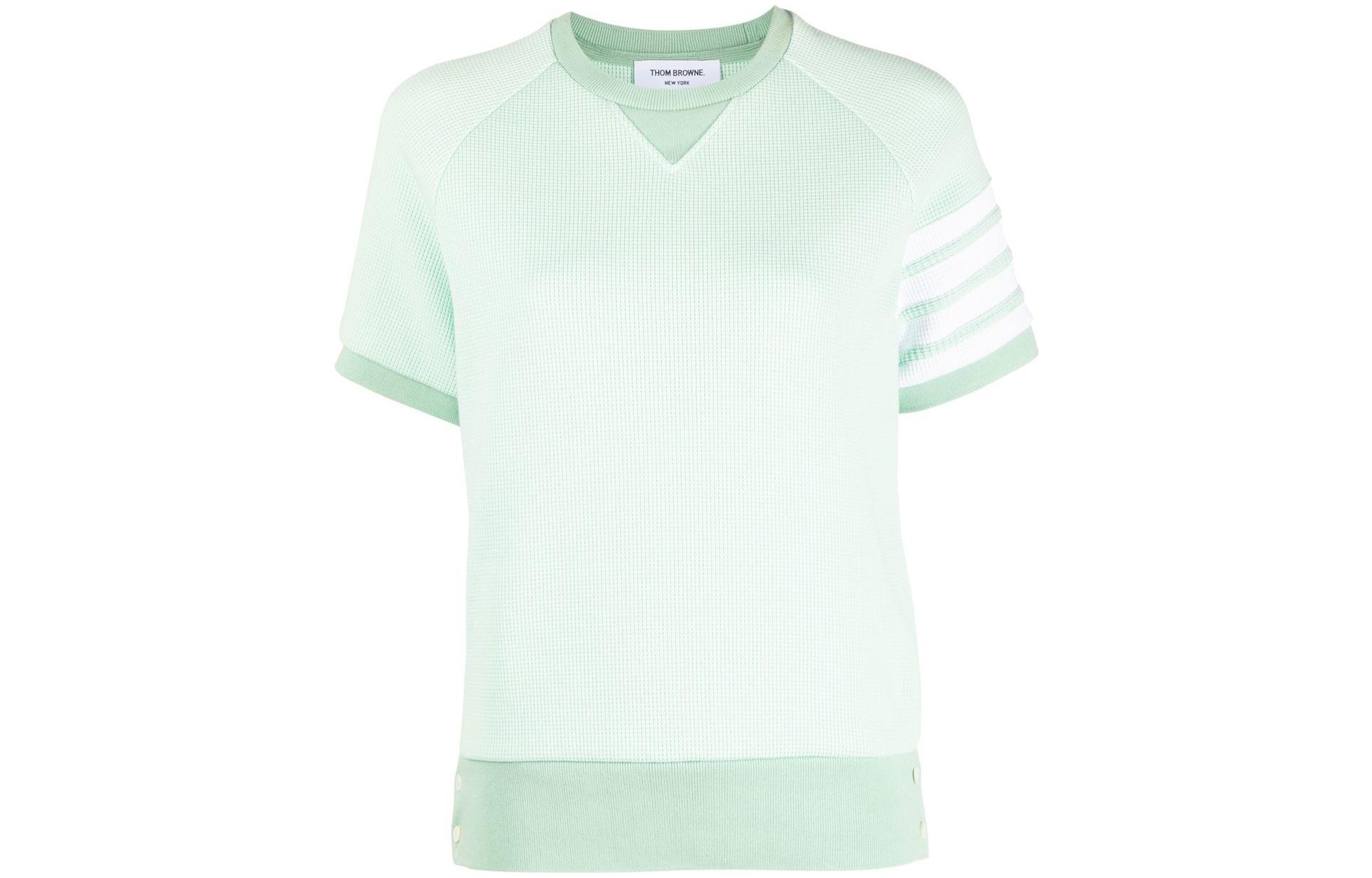 Order (W) 汤姆布朗 SS23 绿色侧条纹纯色圆领T恤 FJT253A-06452-330