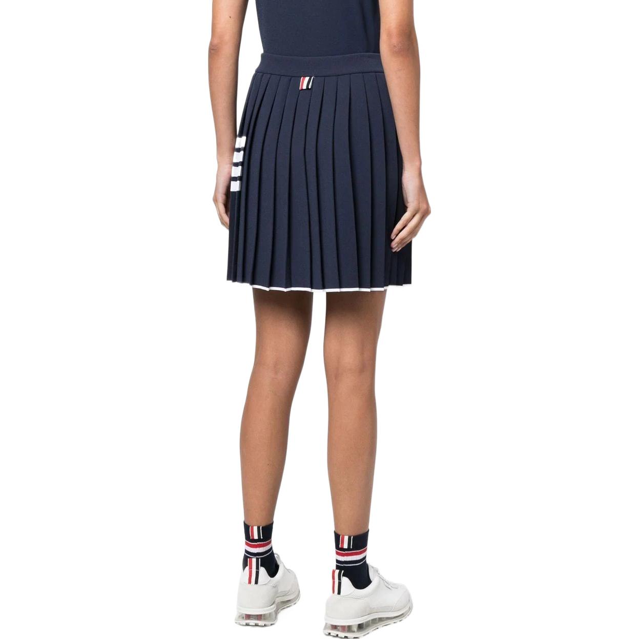 Shop (W) THOM BROWNE SS23 高腰條紋百褶迷你裙 海軍藍. FKK109A-Y5501-415