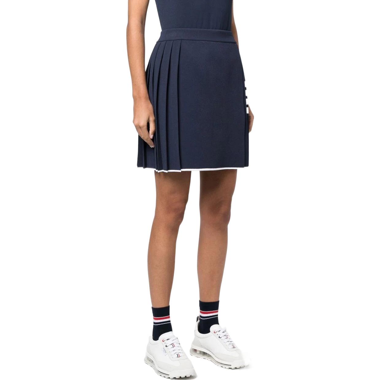 Purchase (W) THOM BROWNE SS23 高腰條紋百褶迷你裙 海軍藍. FKK109A-Y5501-415