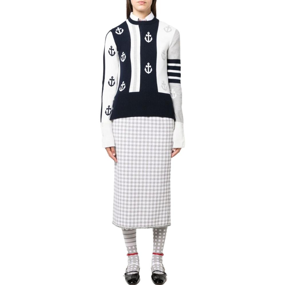 (Women) THOM BROWNE SS23  Navy Blue Printed Crewneck Long Sleeve Sweater. FKA419AY2001100 圖 3