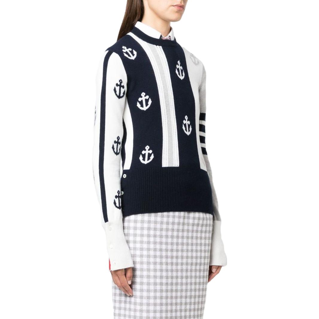(Women) THOM BROWNE SS23  Navy Blue Printed Crewneck Long Sleeve Sweater. FKA419AY2001100 圖 5