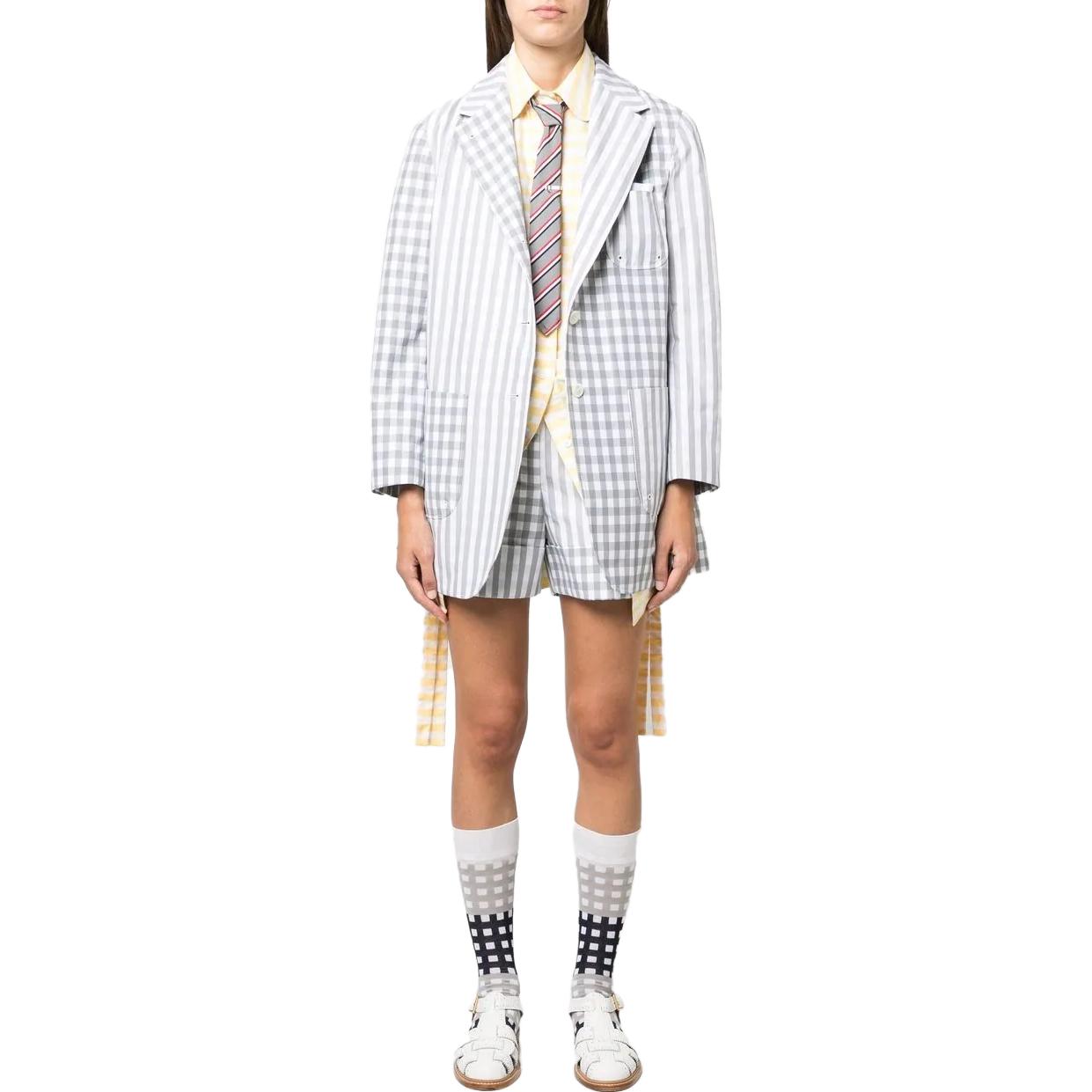 (Women) Thom Browne SS23  Patchwork Plaid Casual Shorts Grey/White. FTC463F-F0166-035 圖 3