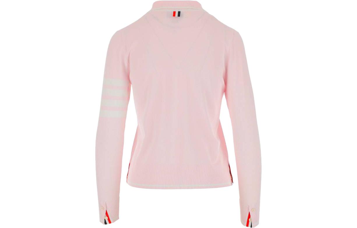 (Women) Thom Browne SS23  Pink 4-Bar Trim Knit Long-Sleeve Polo Shirt. FKA415A-Y5501-680 圖 3