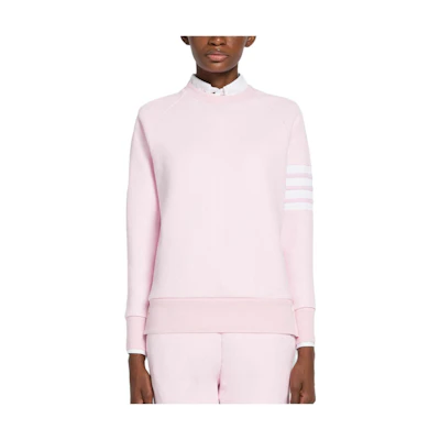 (Women) THOM BROWNE SS23 Pink Classic 4-Bar Crewneck Sweatshirt. FJT113A-06452-680