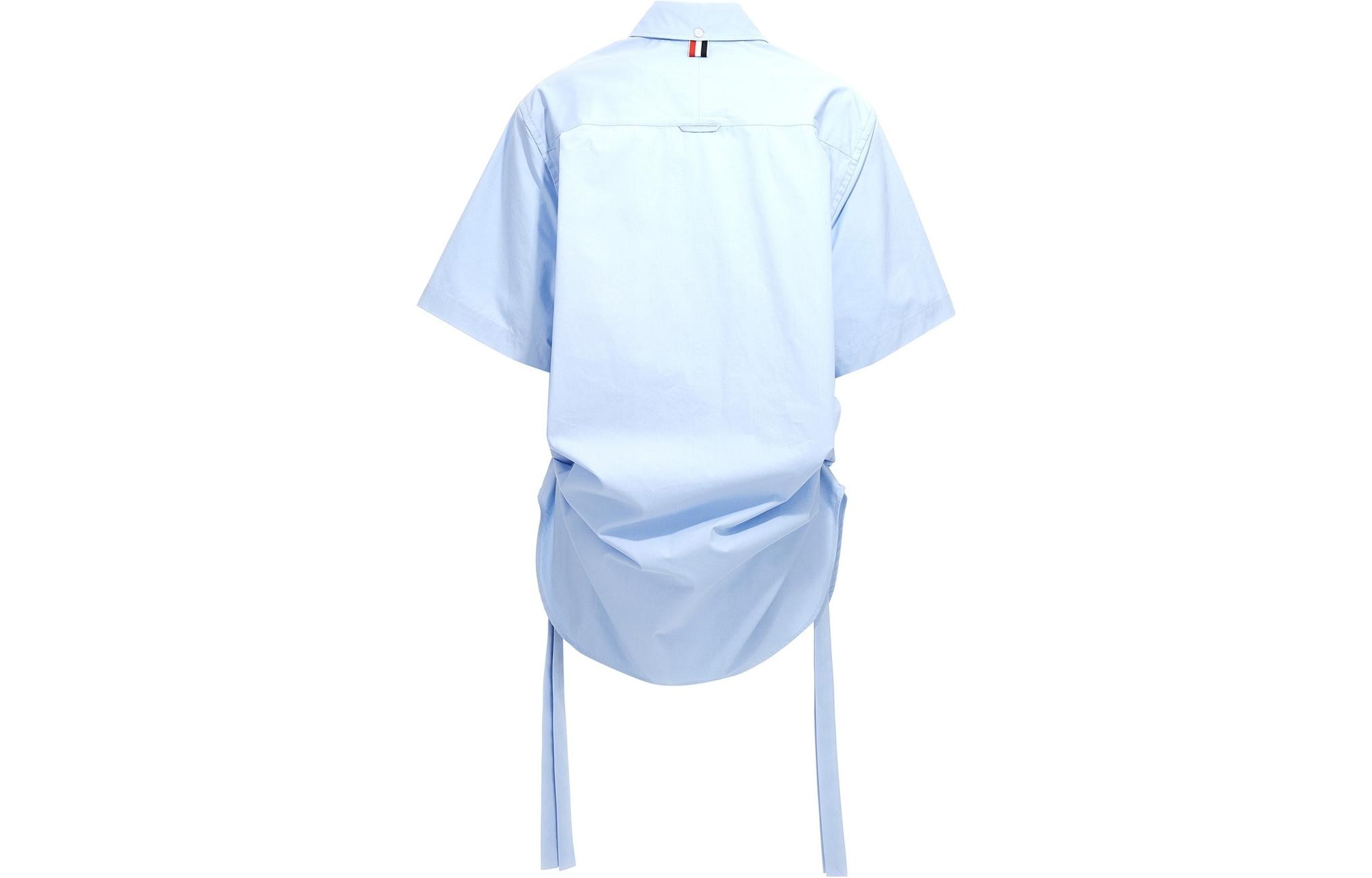 (Women) THOM BROWNE SS23  Solid Button-Down Short Sleeve Shirt Blue FDSD91A-F0184-480 圖 3