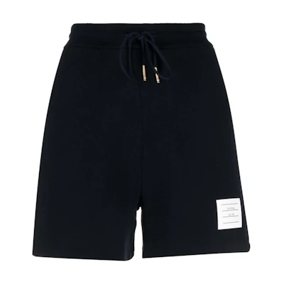 (Women) THOM BROWNE SS23 Solid High-Waisted Tie Straight Shorts Navy Blue FJQ088A-00050-415