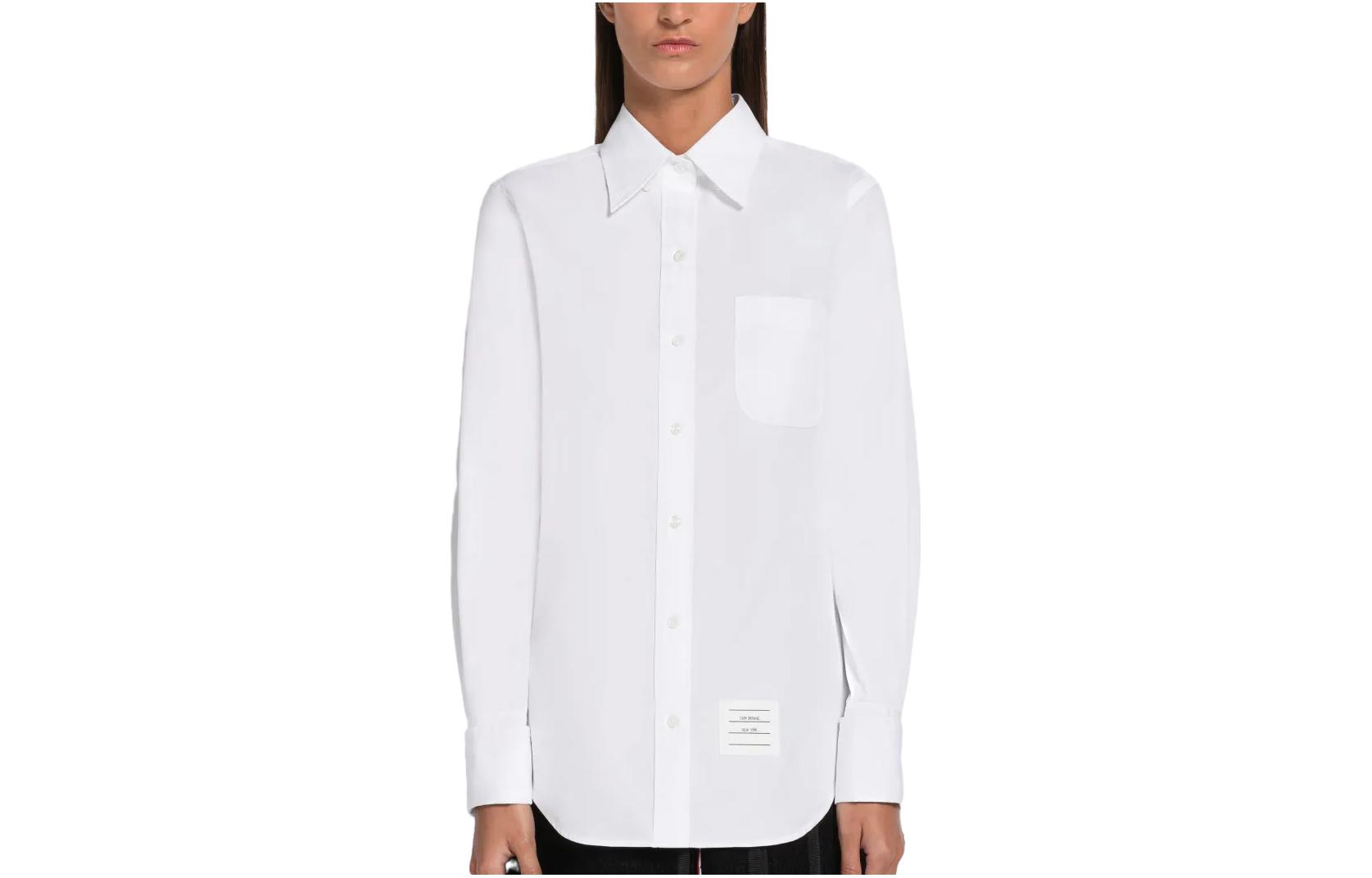 (Women) THOM BROWNE SS23  White Long-Sleeve Shirt with Layered Cuffs FLL030A-03113-100