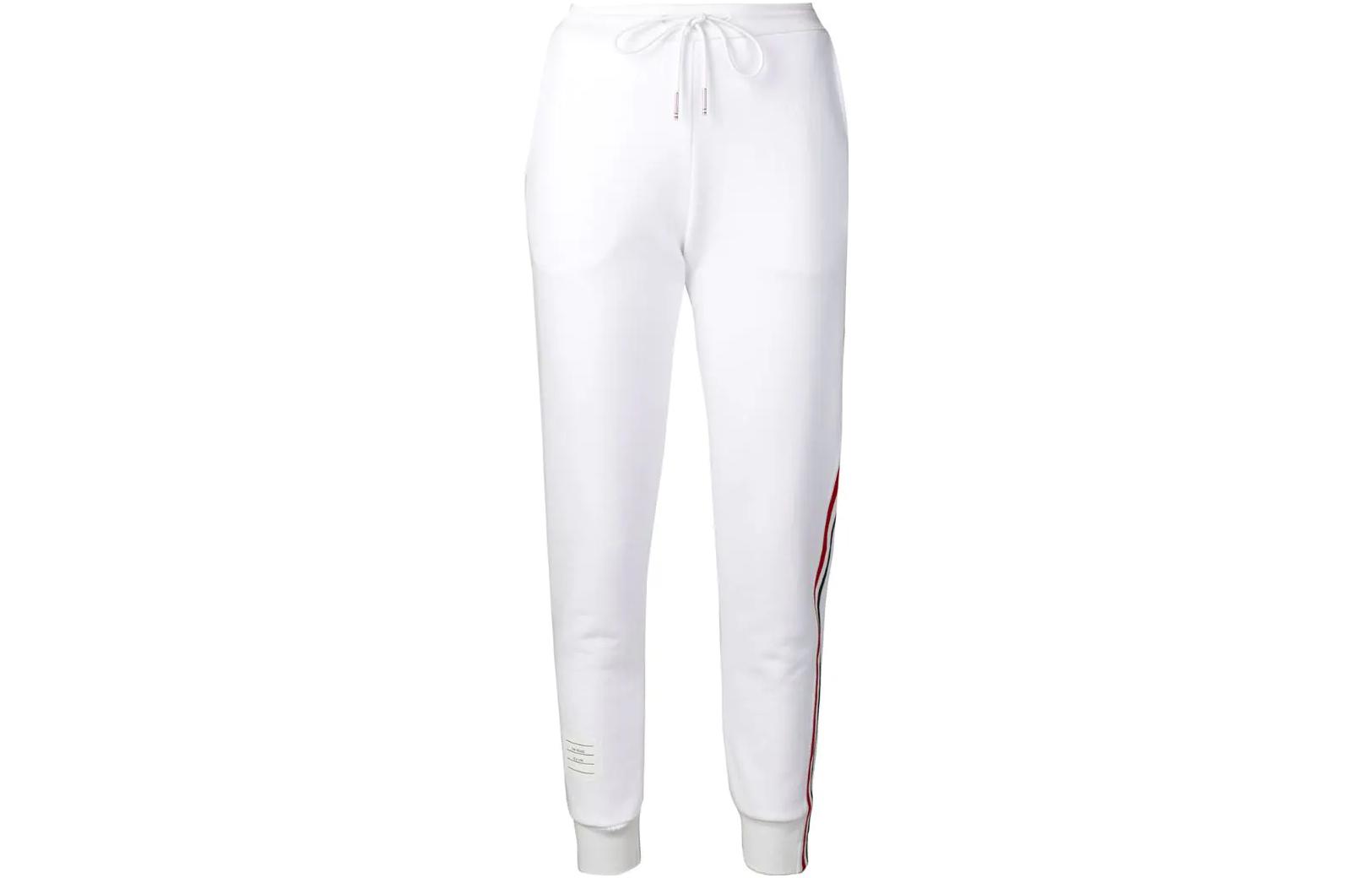 (Women) THOM BROWNE SS23  White Striped Knit Sweatpants. FJQ024A03377100