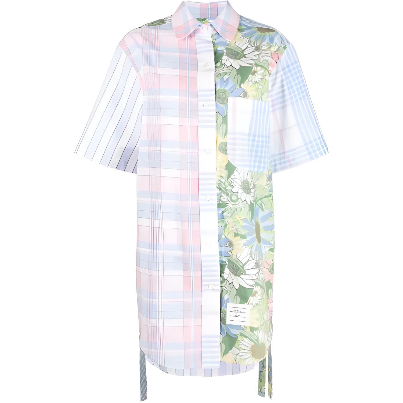 (Women) THOM BROWNE SS23 Floral Print Short Sleeve Shirt Dress  Multicolor FDSD91FF0171680