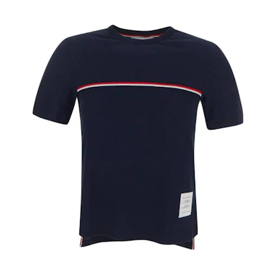 (Women) THOM BROWNE SS23 Slim Fit Striped Crewneck T-Shirt Women’s Navy Blue. FJS143A-J0066-415