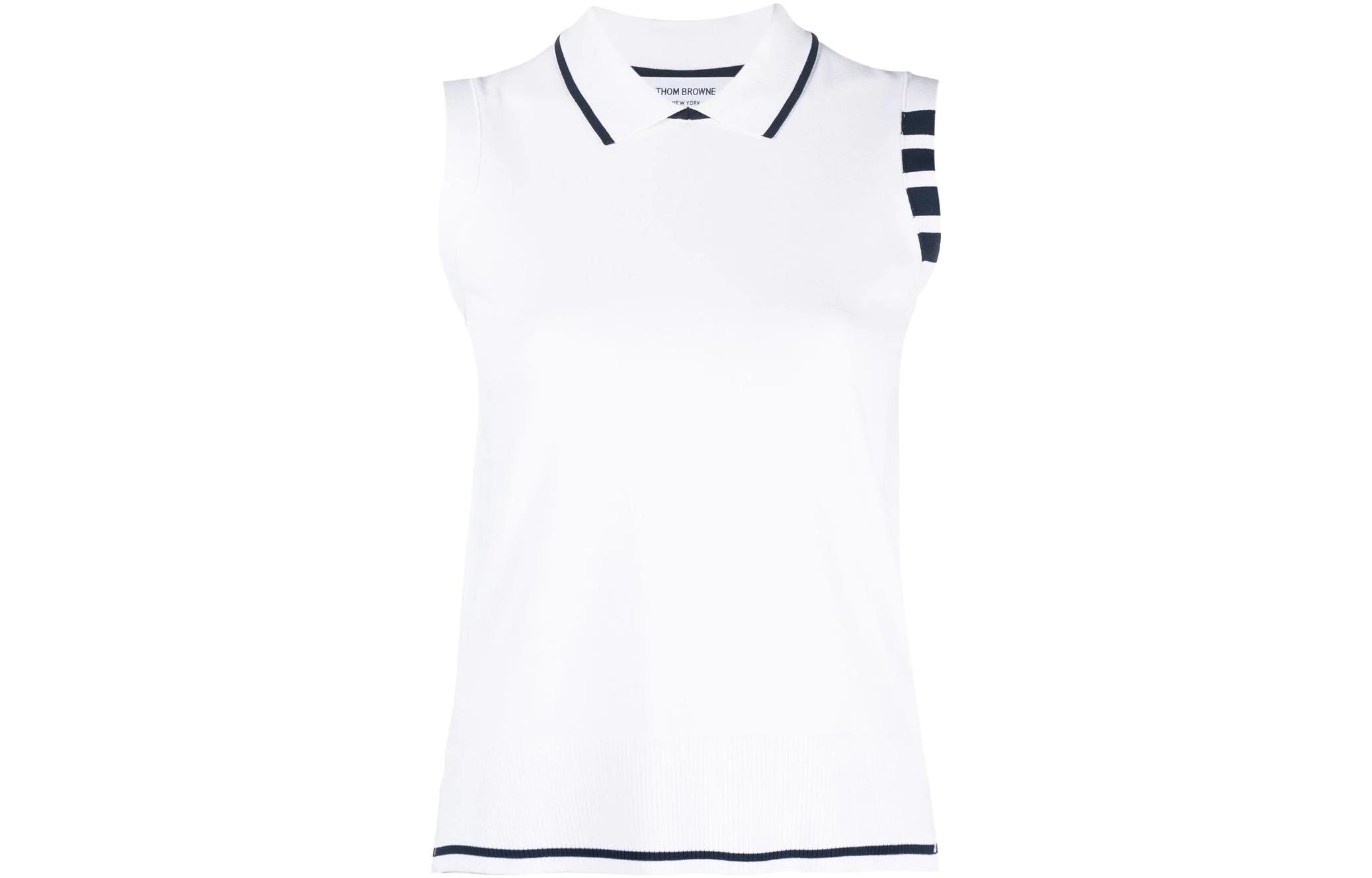 (Women) Thom Browne SS23 Striped Collar Sleeveless Vest White FKV158-AY5501-100