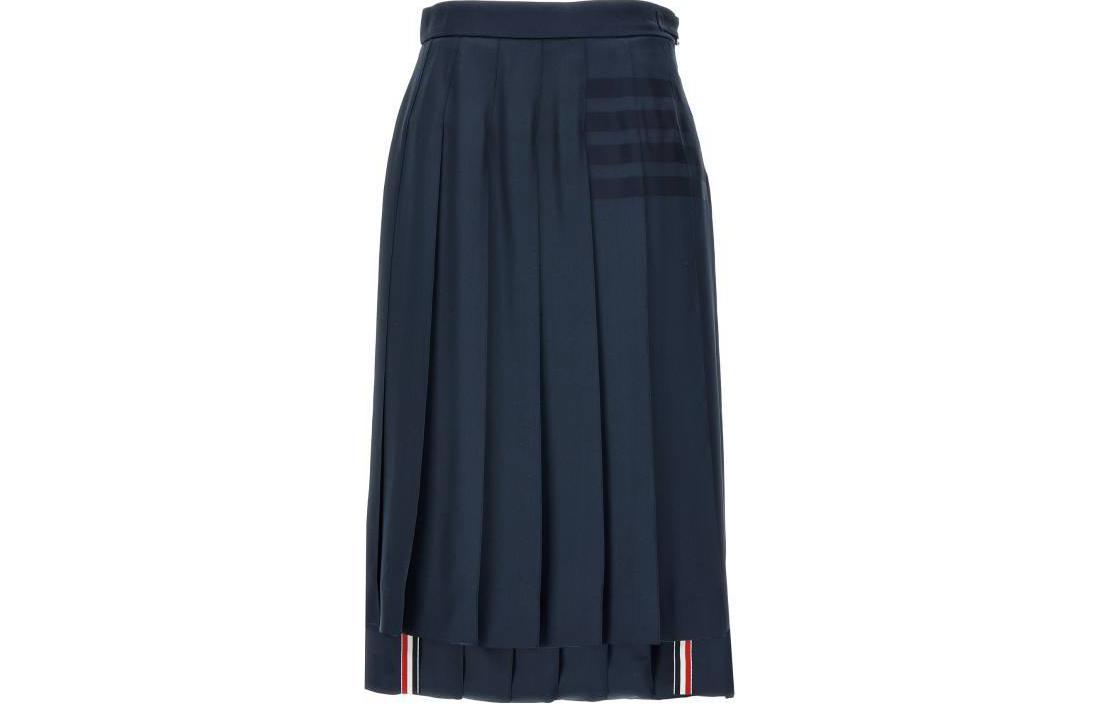 (Women) THOM BROWNE SS24  Blue Pleated Skirt with Classic Four-Bar Stripe Design FGC400A-F0527-415 圖 2