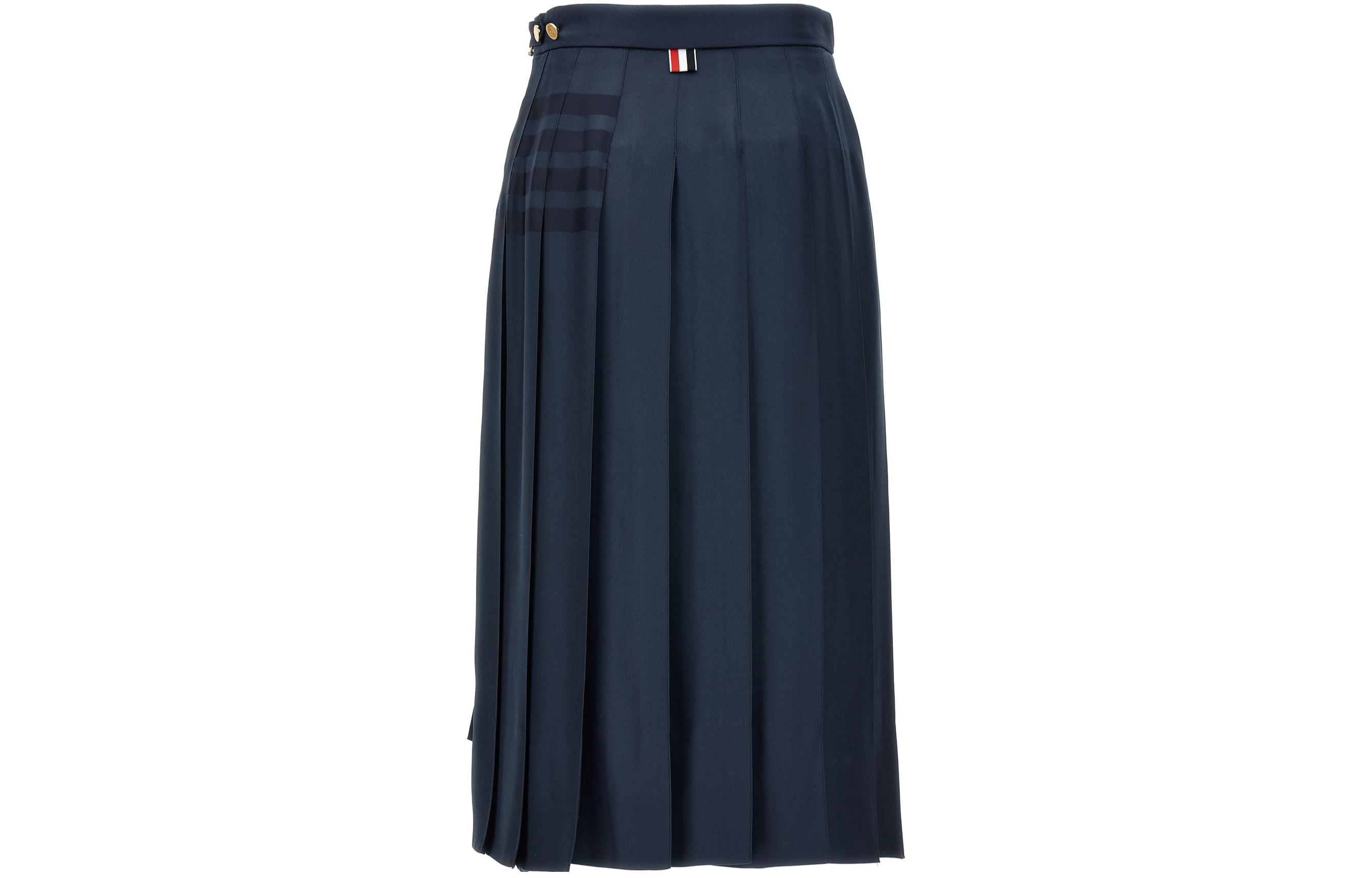 (Women) THOM BROWNE SS24  Blue Pleated Skirt with Classic Four-Bar Stripe Design FGC400A-F0527-415 圖 3