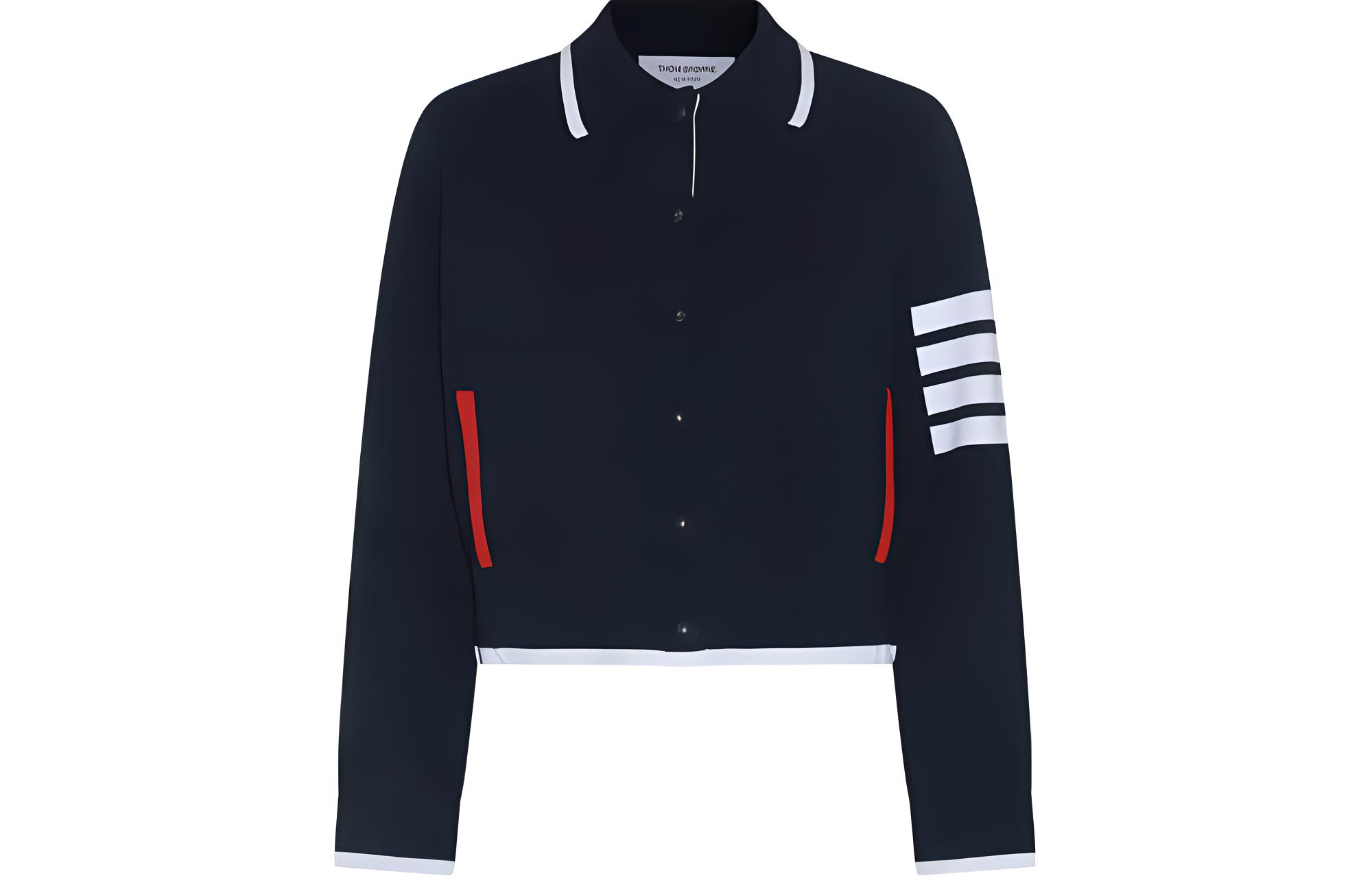 (Women) Thom Browne SS24  Classic 4-Stripe Single-Breasted Navy Jacket. FKJ092A-Y5502-415