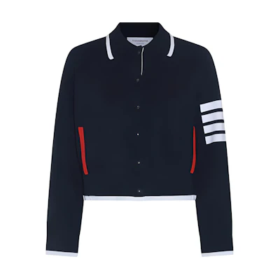 (Women) Thom Browne SS24 Classic 4-Stripe Single-Breasted Navy Jacket. FKJ092A-Y5502-415