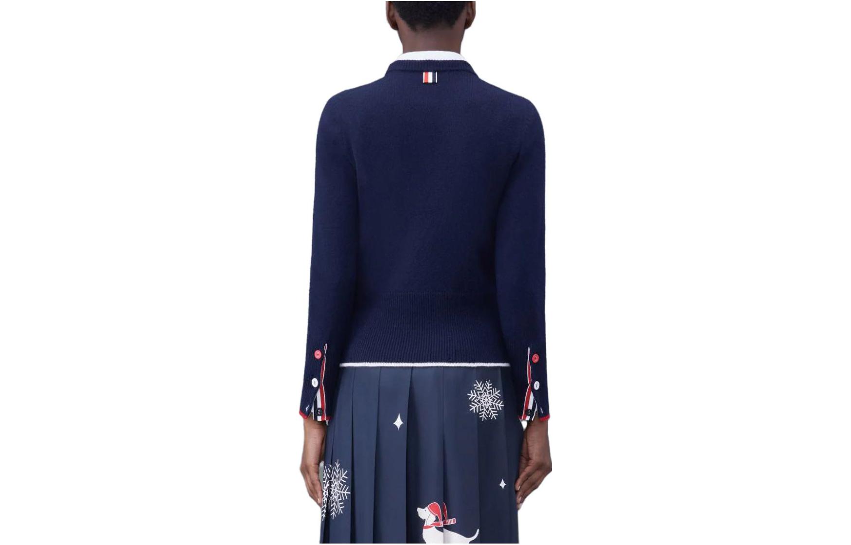 (Women) THOM BROWNE SS24  Navy Hector Dog Pattern Wool Crewneck Sweater. FKA442A-Y1030-415 圖 3