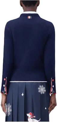 (Women) THOM BROWNE SS24 Navy Hector Dog Pattern Wool Crewneck Sweater. FKA442A-Y1030-415 Lookbook (Women) THOM BROWNE SS24 Navy Hector Dog Pattern Wool Crewneck Sweater. FKA442A-Y1030-415