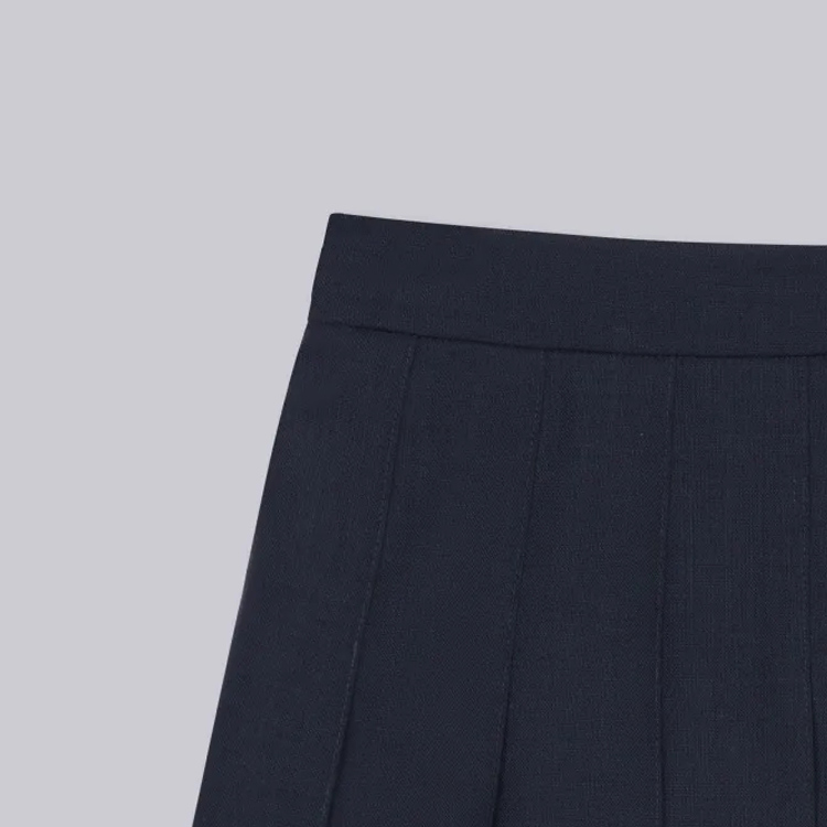(Women) THOM BROWNE SS24  Navy Wool Pleated Skirt Casual College Style. FGC402N-00473-415 圖 6