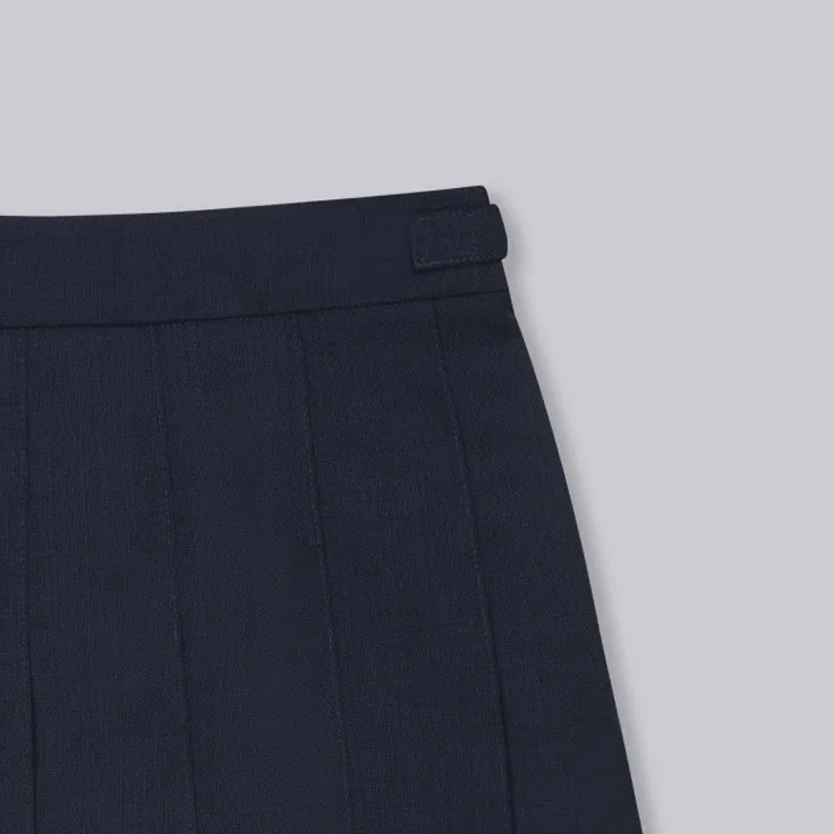 (Women) THOM BROWNE SS24  Navy Wool Pleated Skirt Casual College Style. FGC402N-00473-415 圖 7