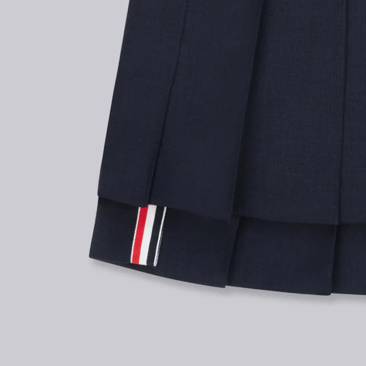(Women) THOM BROWNE SS24  Navy Wool Pleated Skirt Casual College Style. FGC402N-00473-415 圖 8