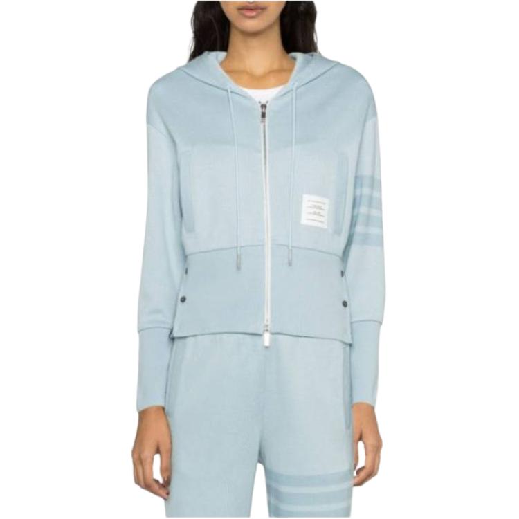 (Women) Thom Browne SS24 Classic 4-Bar Knit Hoodie Jacket Ether Blue FJT314A-J0051-480 圖 3