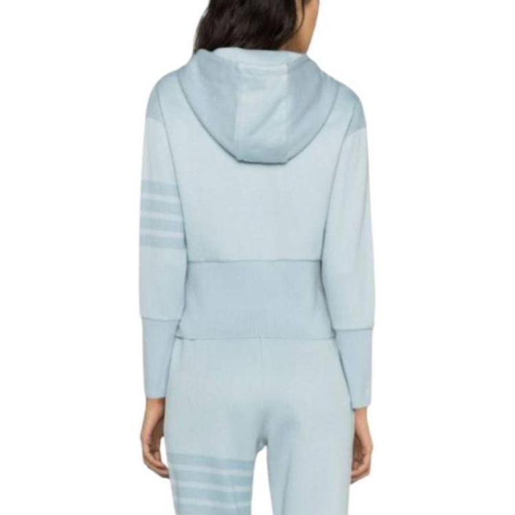(Women) Thom Browne SS24 Classic 4-Bar Knit Hoodie Jacket Ether Blue FJT314A-J0051-480 圖 4