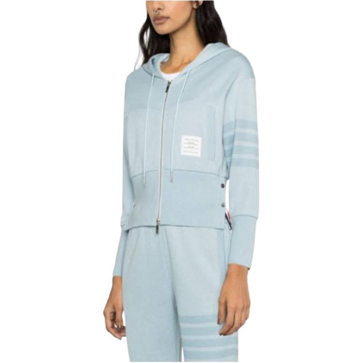 (Women) Thom Browne SS24 Classic 4-Bar Knit Hoodie Jacket Ether Blue FJT314A-J0051-480 圖 5