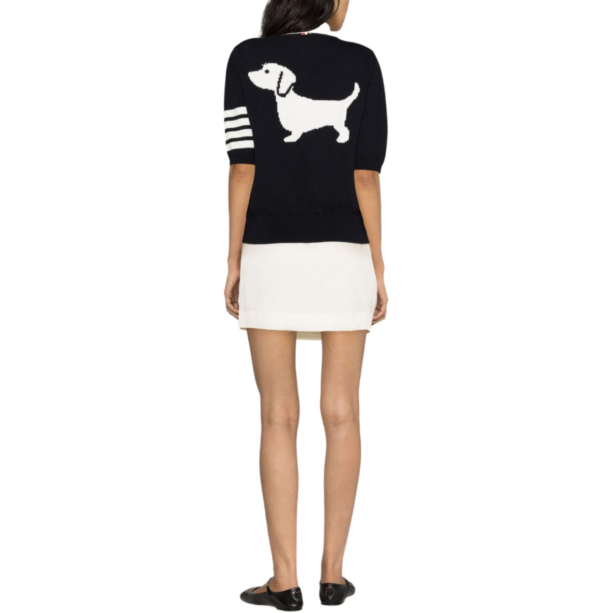 Purchase (W) Thom Browne SS24 Kaos Polo Hector Colorblock Garis Biru FKP104A-Y3017-415