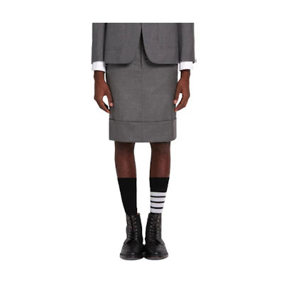 (Women) THOM BROWNE Striped Classic Wool Midi Skirt Casual Short Skirt. MGC030A-00626-035