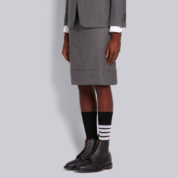 Purchase (W) トムブラウン ストライプ クラシックウール ミディスカート カジュアルショートスカート MGC030A-00626-035